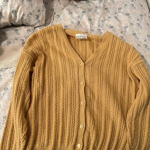 Cozy Cable Knit Cardigan Sweater - Mustard